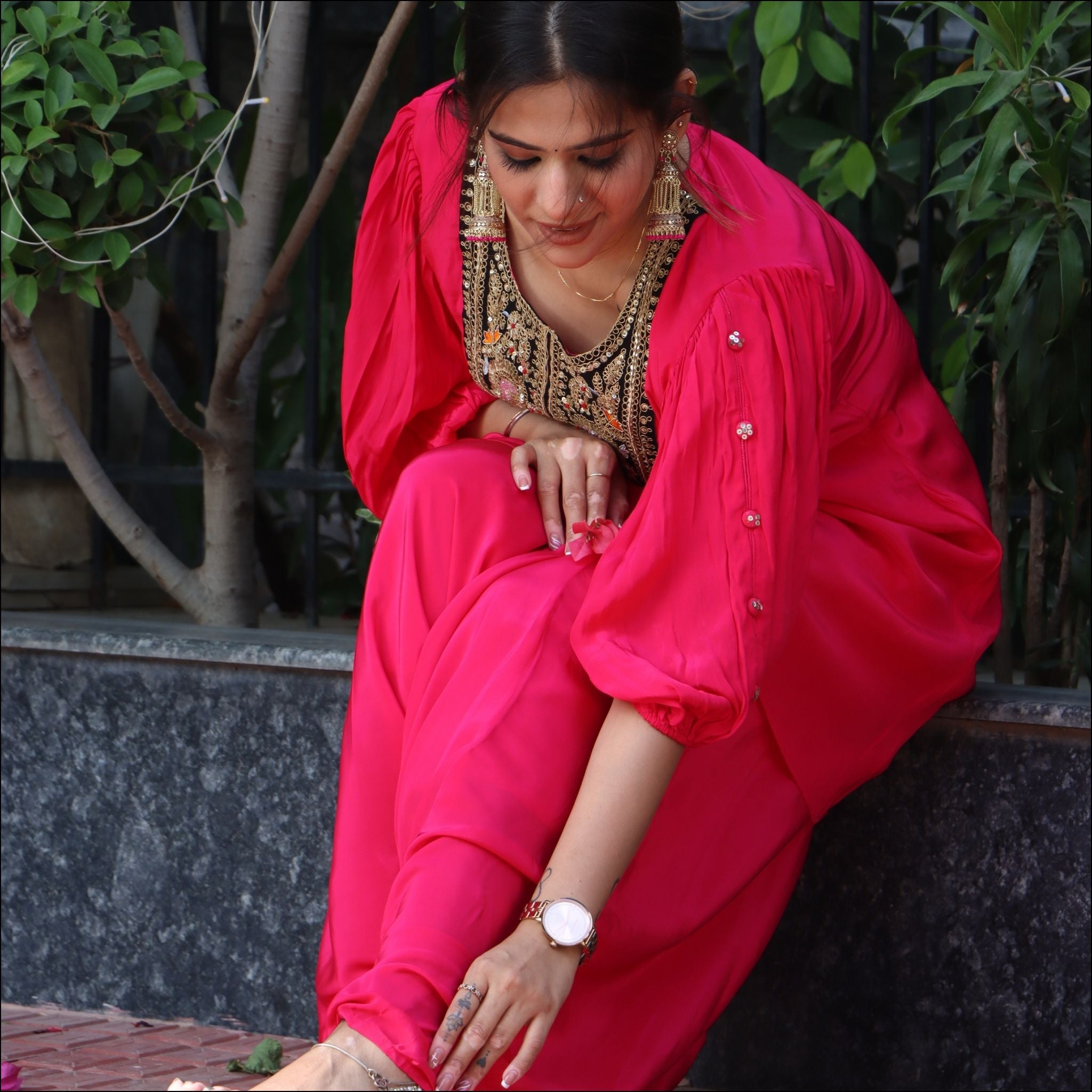 Kurti with Harem Pant & Balloon Sleeves