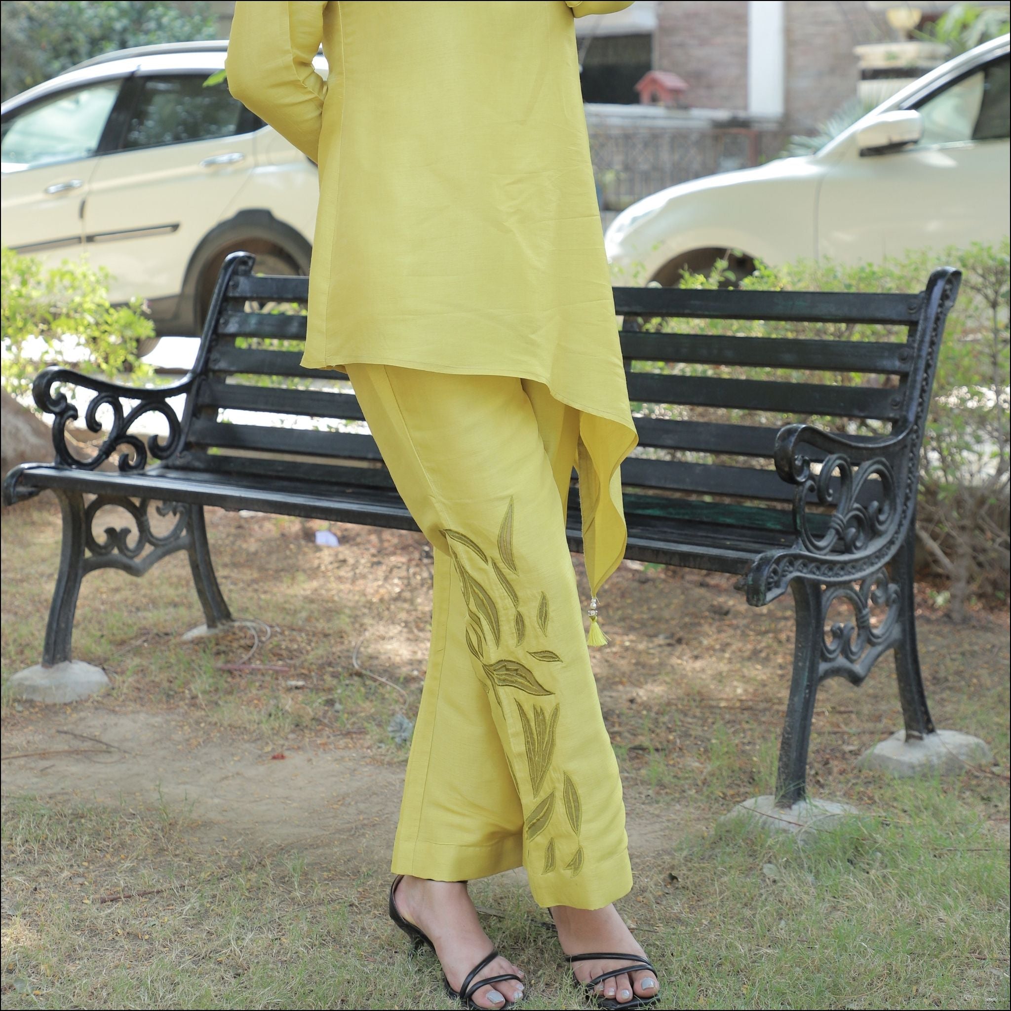 Boat Neck Kurti Set with Sequin & Pearl Work and Organza Detailing