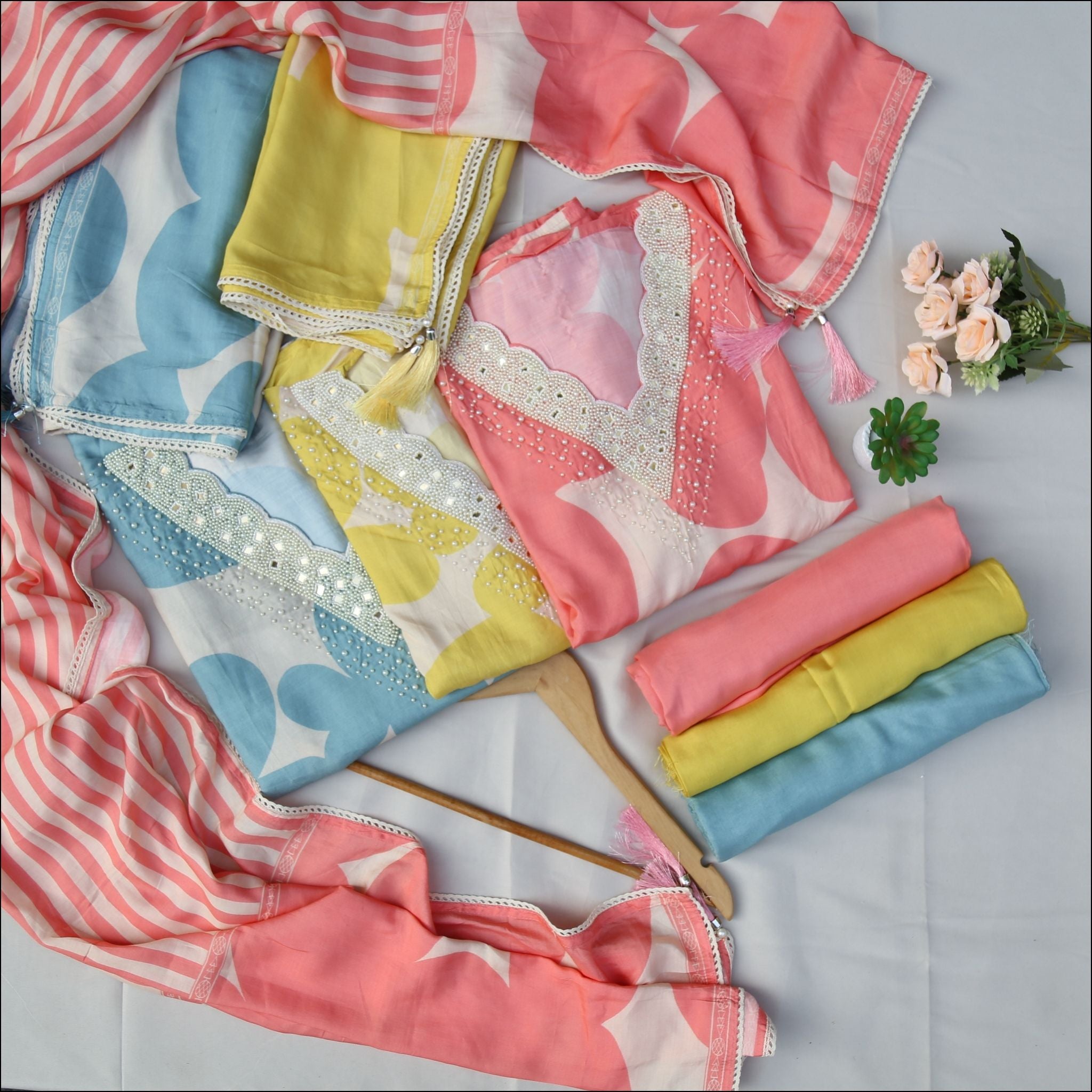 Muslin Unstitched Suit with Printed Dupatta