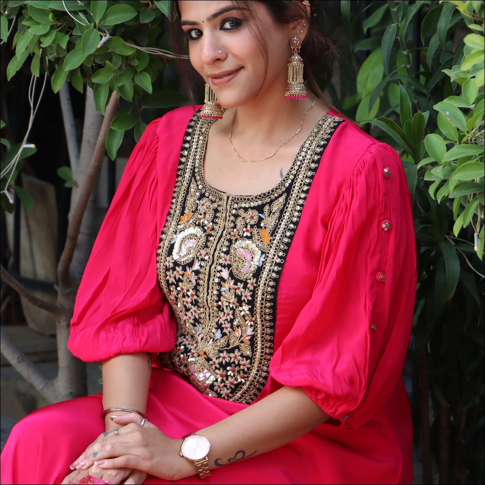 Kurti with Harem Pant & Balloon Sleeves