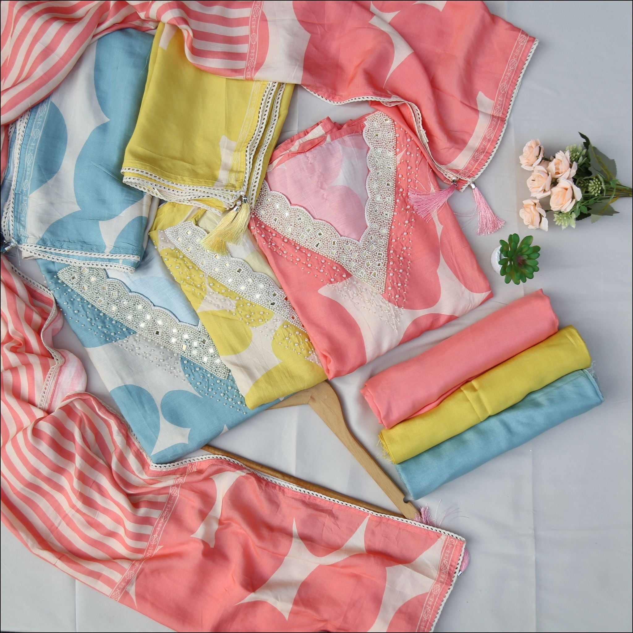Muslin Unstitched Suit with Printed Dupatta