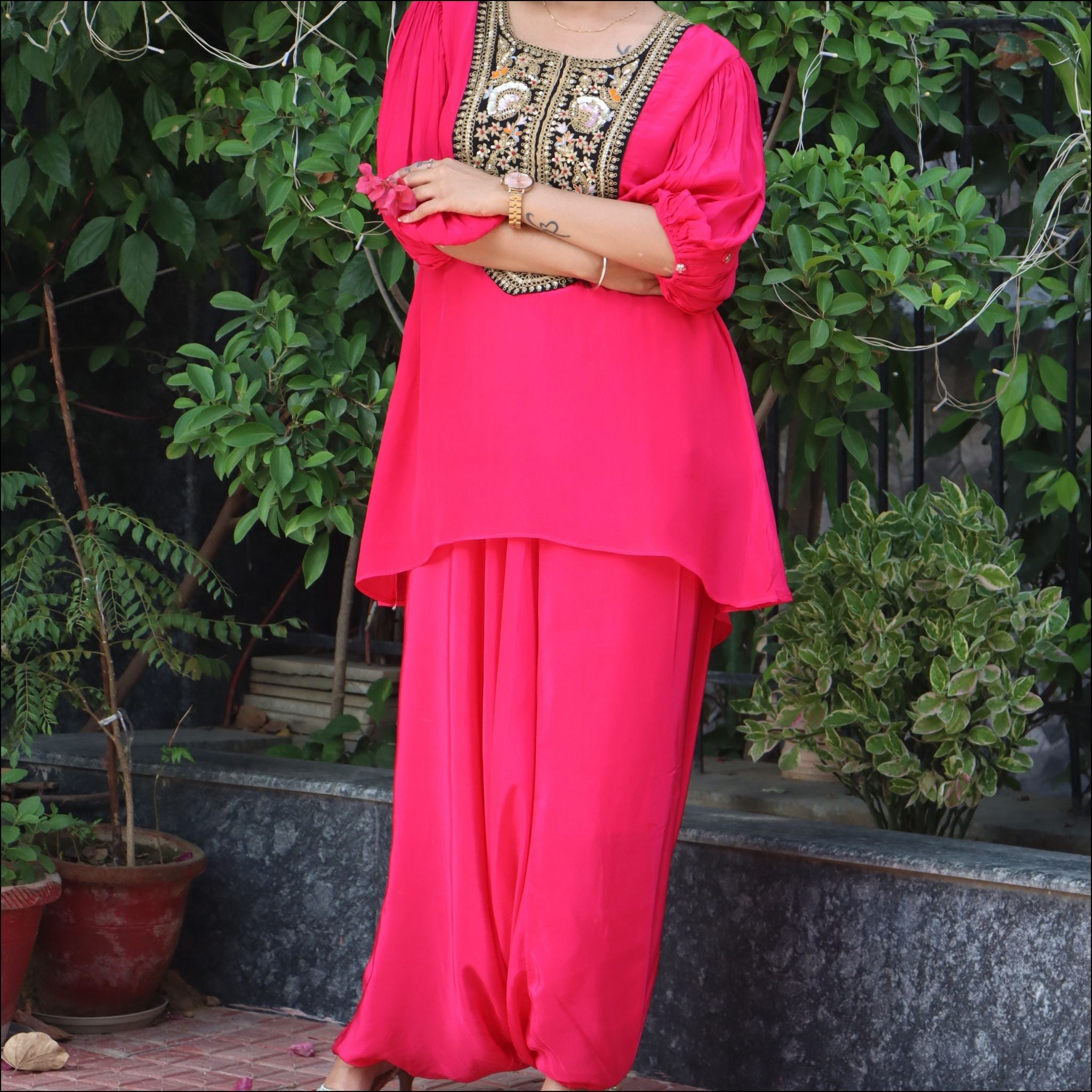 Kurti with Harem Pant & Balloon Sleeves